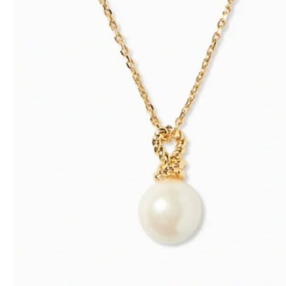 NWT Kate Spade Sailor's Knot Faux Pearl Pendant Gold Chain 17-20" Necklace $70 - Picture 3 of 8